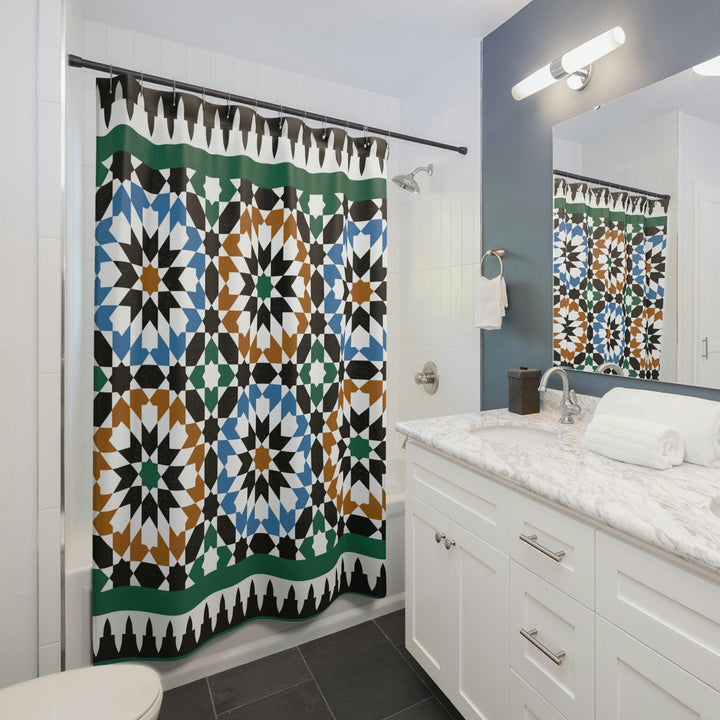 Colorful Shower Curtains Moroccan Tile Design - Souvenirs | Tours | Hotels | Restaurants