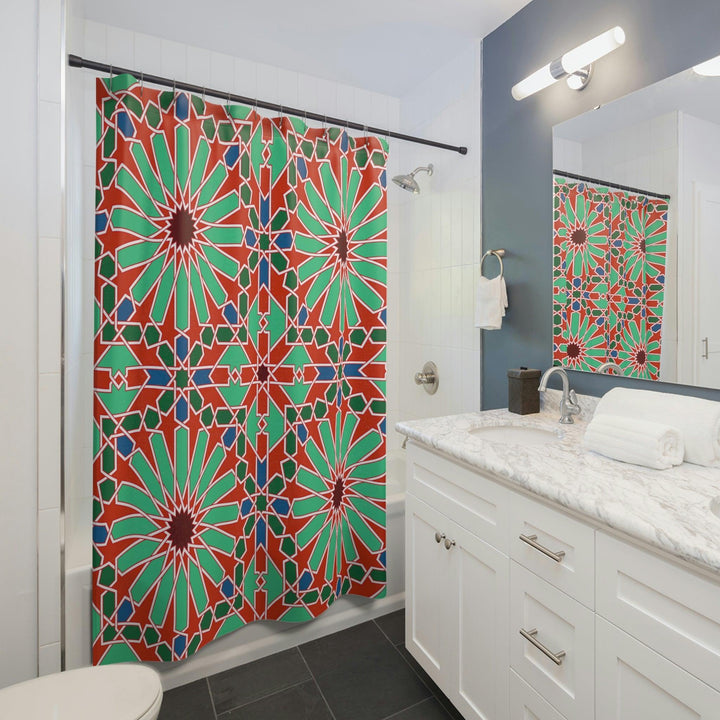 Colorful Shower Curtains Moroccan Tile Design - Souvenirs | Tours | Hotels | Restaurants