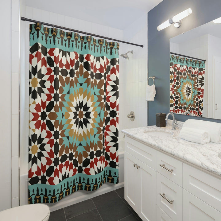 Colorful Shower Curtains Moroccan Tile Design - Souvenirs | Tours | Hotels | Restaurants