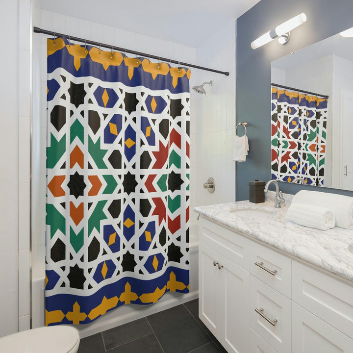 Colorful Shower Curtains Moroccan Tile Design - Souvenirs | Tours | Hotels | Restaurants