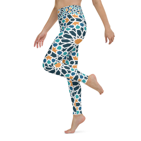 Colourful Yoga Leggings Moroccan tile design