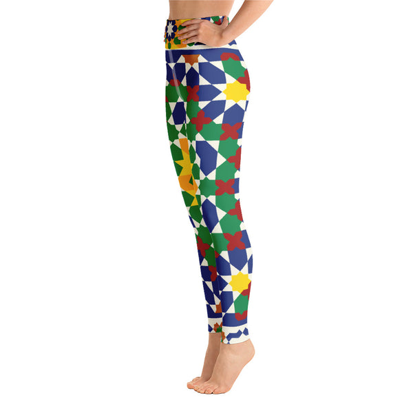 Colourful Yoga Leggings Moroccan tile design