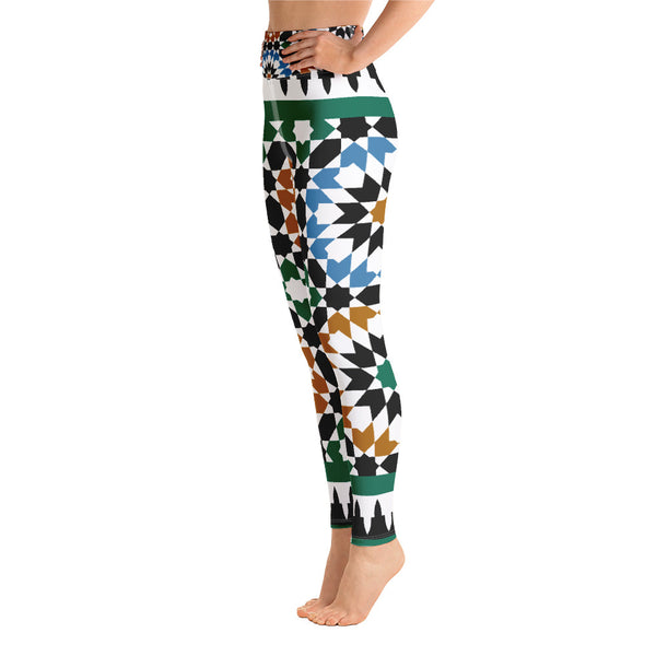 Colourful Yoga Leggings Moroccan tile design