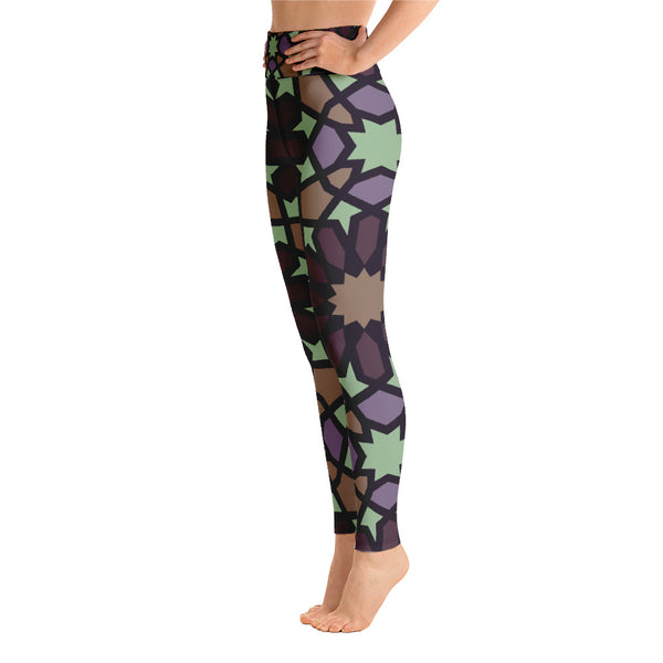 Colourful Yoga Leggings Moroccan tile design