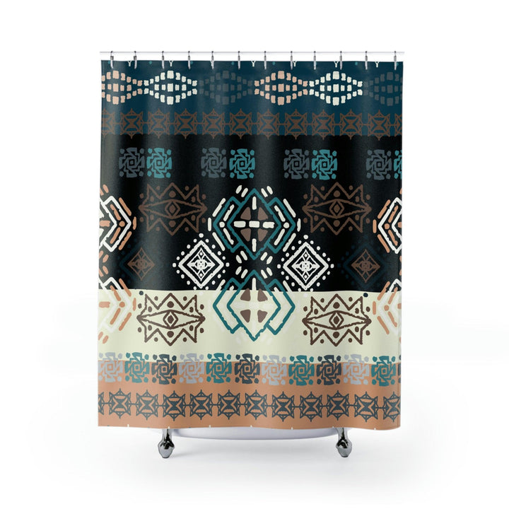 Colorful Shower Curtains Moroccan Berber Symbols Design - Souvenirs | Tours | Hotels | Restaurants