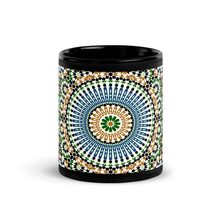 Black Glossy Mug Moroccan Design - bluedesertexperience