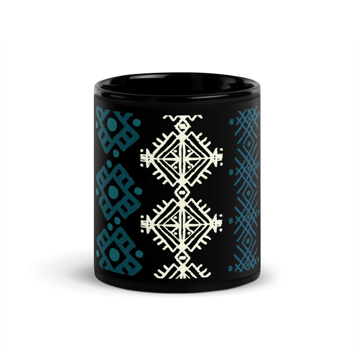 Black Glossy Mug Moroccan Design - bluedesertexperience