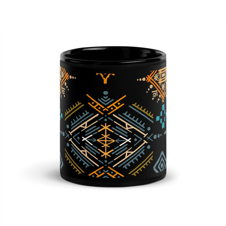 Black Glossy Mug Moroccan Design - bluedesertexperience