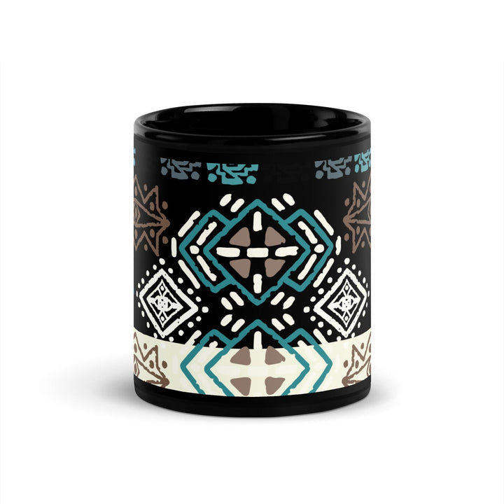 Black Glossy Mug Moroccan Design - bluedesertexperience