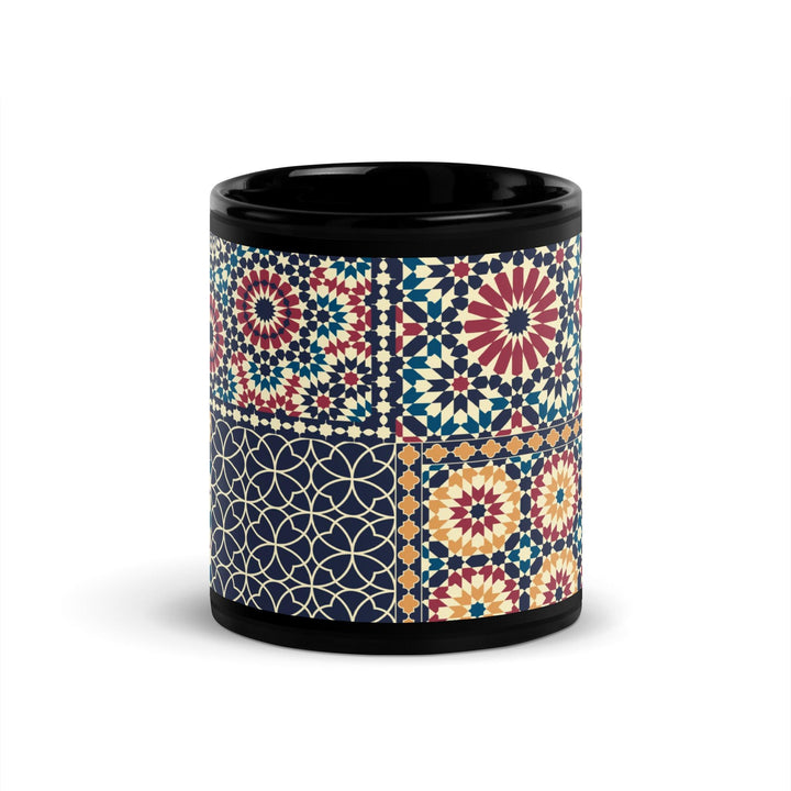 Black Glossy Mug Moroccan Design - bluedesertexperience