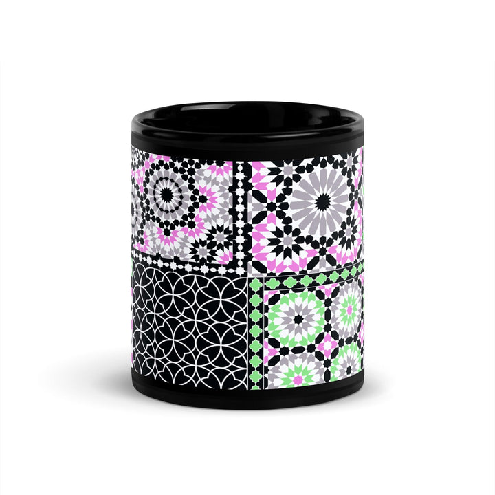 Black Glossy Mug Moroccan Design - bluedesertexperience