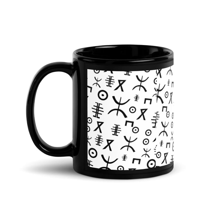 Black Glossy Mug Moroccan Design - bluedesertexperience