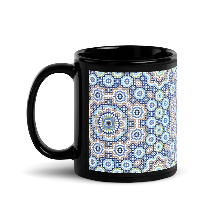 Black Glossy Mug Moroccan Design - bluedesertexperience