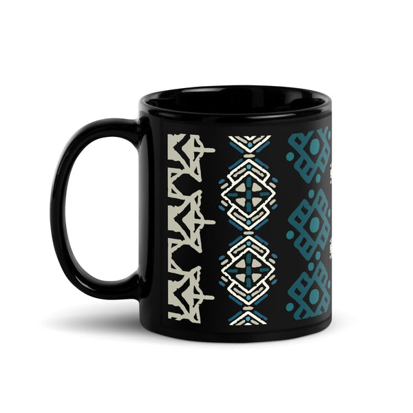 Black Glossy Mug Moroccan Design - bluedesertexperience