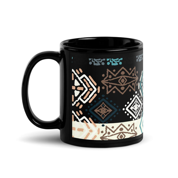 Black Glossy Mug Moroccan Design - bluedesertexperience