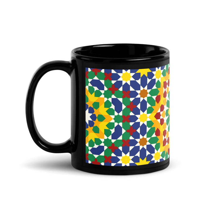 Black Glossy Mug Moroccan Design - bluedesertexperience