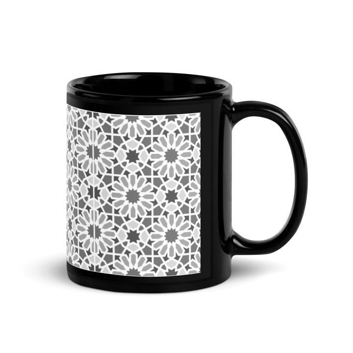 Black Glossy Mug Moroccan Design - bluedesertexperience