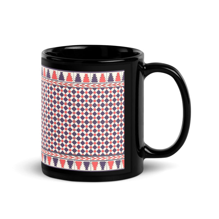 Black Glossy Mug Moroccan Design - bluedesertexperience