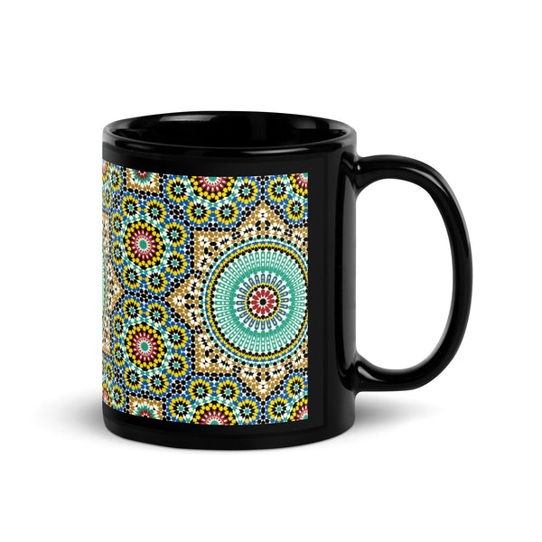 Black Glossy Mug Moroccan Design - bluedesertexperience