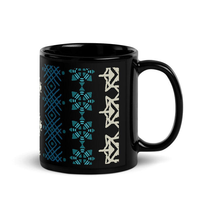 Black Glossy Mug Moroccan Design - bluedesertexperience