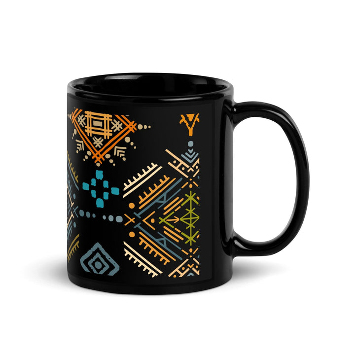 Black Glossy Mug Moroccan Design - bluedesertexperience