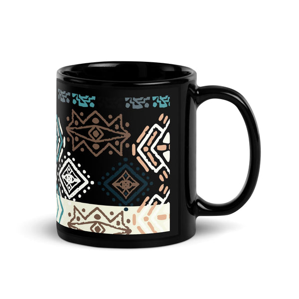 Black Glossy Mug Moroccan Design - bluedesertexperience