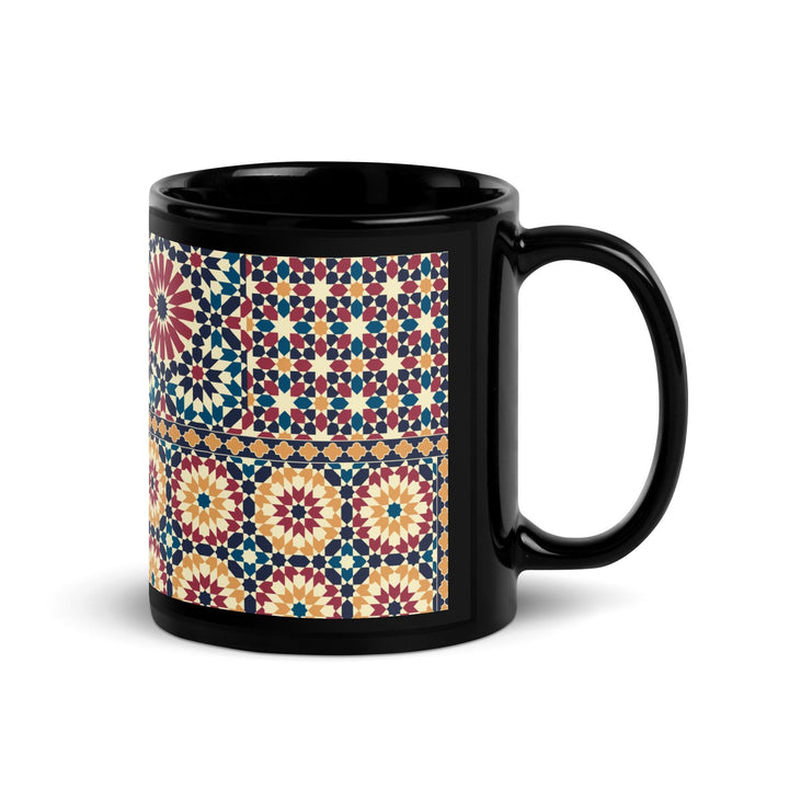 Black Glossy Mug Moroccan Design - bluedesertexperience