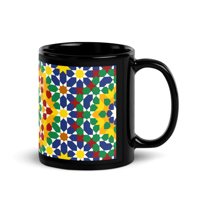 Black Glossy Mug Moroccan Design - bluedesertexperience