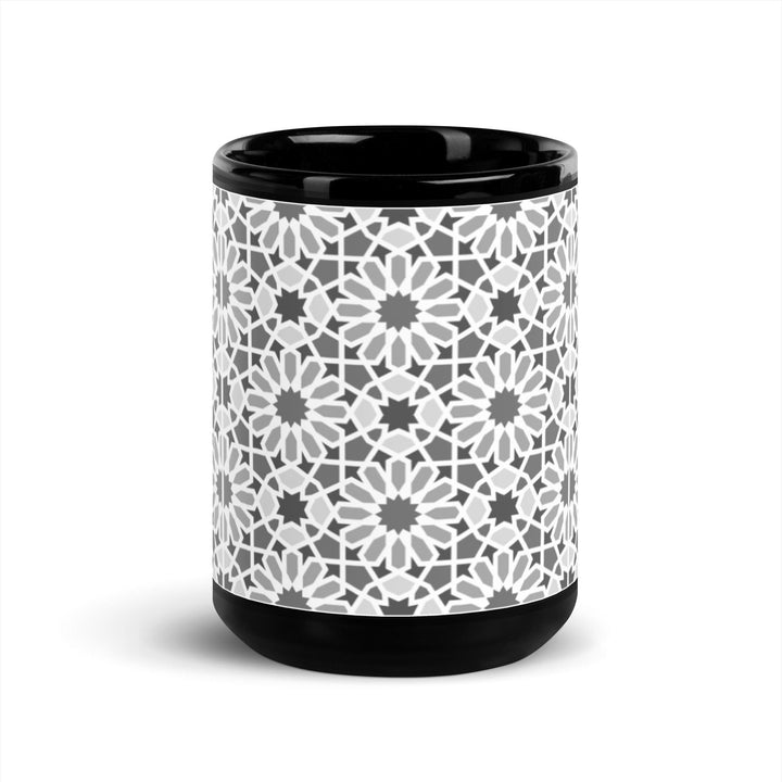 Black Glossy Mug Moroccan Design - bluedesertexperience