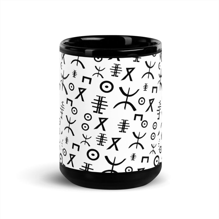 Black Glossy Mug Moroccan Design - bluedesertexperience