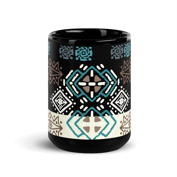 Black Glossy Mug Moroccan Design - bluedesertexperience