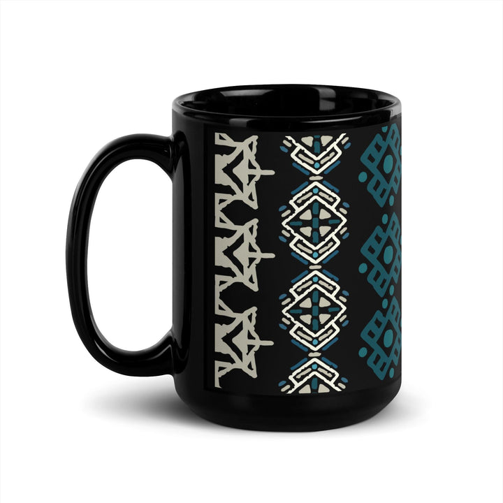 Black Glossy Mug Moroccan Design - bluedesertexperience