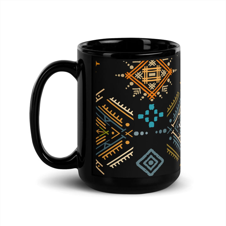 Black Glossy Mug Moroccan Design - bluedesertexperience