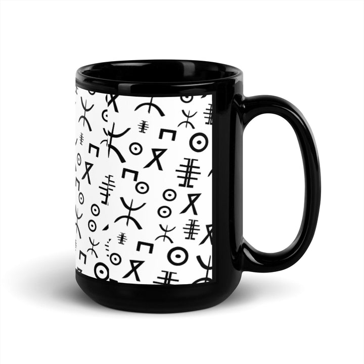 Black Glossy Mug Moroccan Design - bluedesertexperience