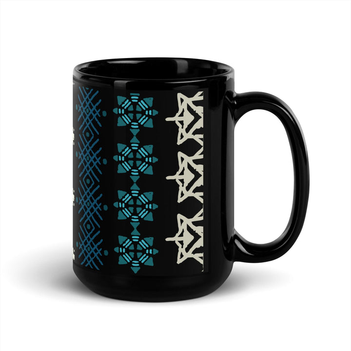 Black Glossy Mug Moroccan Design - bluedesertexperience