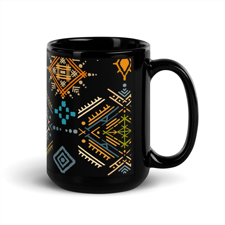 Black Glossy Mug Moroccan Design - bluedesertexperience