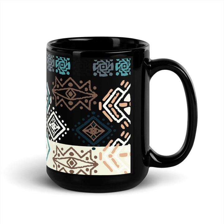 Black Glossy Mug Moroccan Design - bluedesertexperience