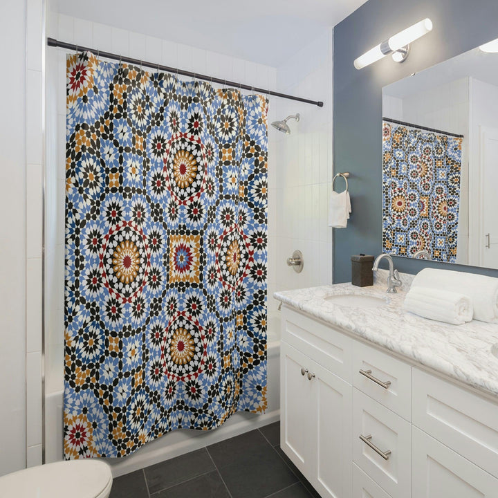 Colorful Shower Curtains Moroccan Tile Design - Souvenirs | Tours | Hotels | Restaurants