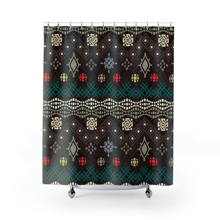 Colorful Shower Curtains Moroccan Berber Symbols Design - Souvenirs | Tours | Hotels | Restaurants