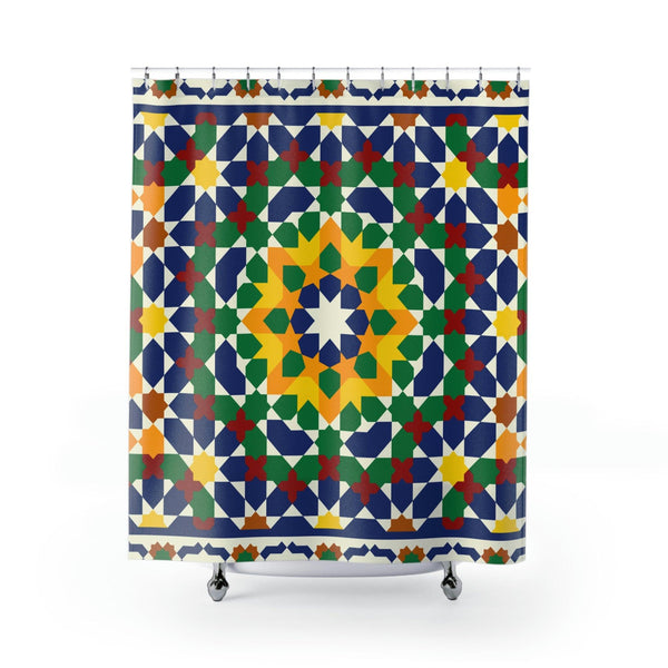 Colorful Shower Curtains Moroccan Tile Design - Souvenirs | Tours | Hotels | Restaurants